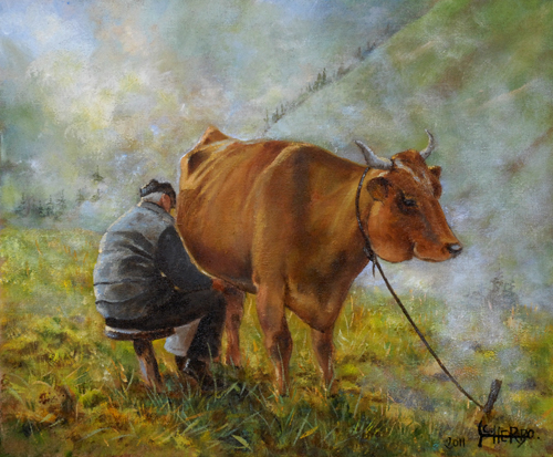 tableaux peintures montagnes alpages vaches chablais abondance abbaye châtel chapelle cours sapins dranse