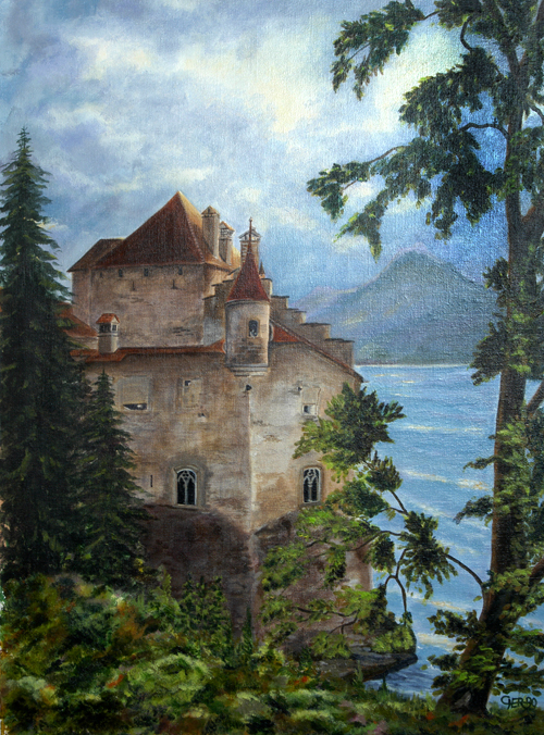 tableaux peintures montagnes alpages vaches chablais abondance abbaye châtel chapelle cours sapins dranse peintre herbo herbaut herbault herbot