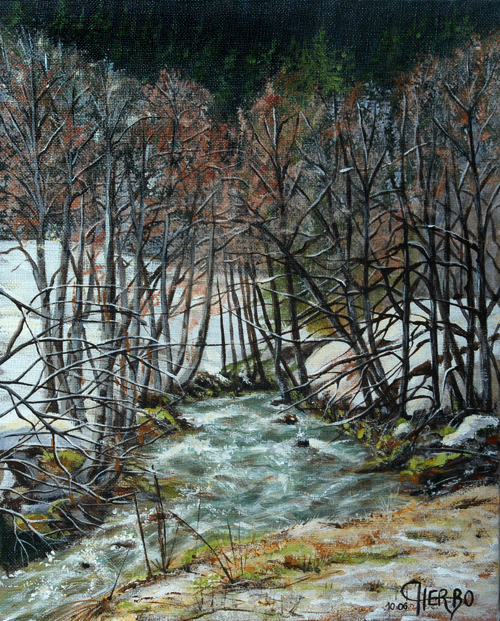 tableaux peintures montagnes alpages vaches chablais abondance abbaye châtel chapelle cours sapins dranse peintre herbo herbaut herbault herbot
