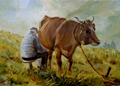 tableaux peintures montagnes alpages vaches chablais abondance abbaye châtel chapelle cours sapins dranse traite fromage