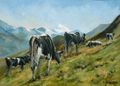 peinture montagne tableau vache chablais herbo peintures alpage 